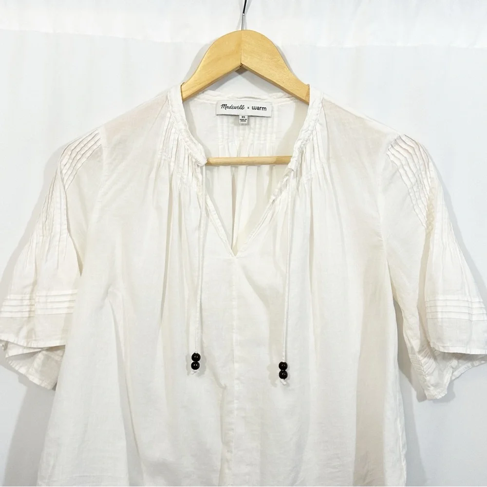 Madewelll X Warm Pintuck Tie Neck Top - Picture 5 of 12